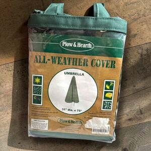 Plow & Hearth All-Weather Umbrella Cover Green UV Stabilized 31 dia x 75
